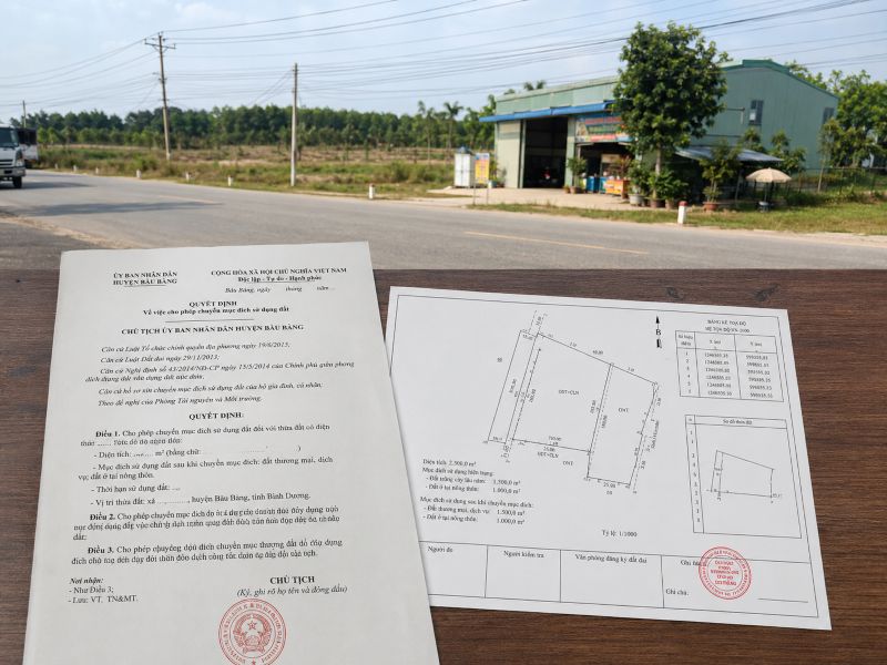 Xin chuyển đổi đất đa mục đích xã Bàu Bàng