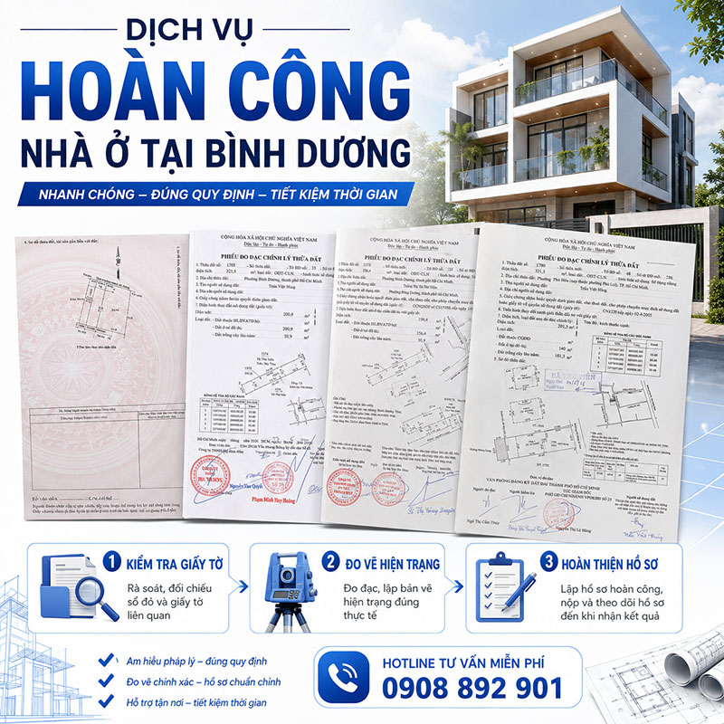Hoàn công nhà ở tại phường Bình Dương