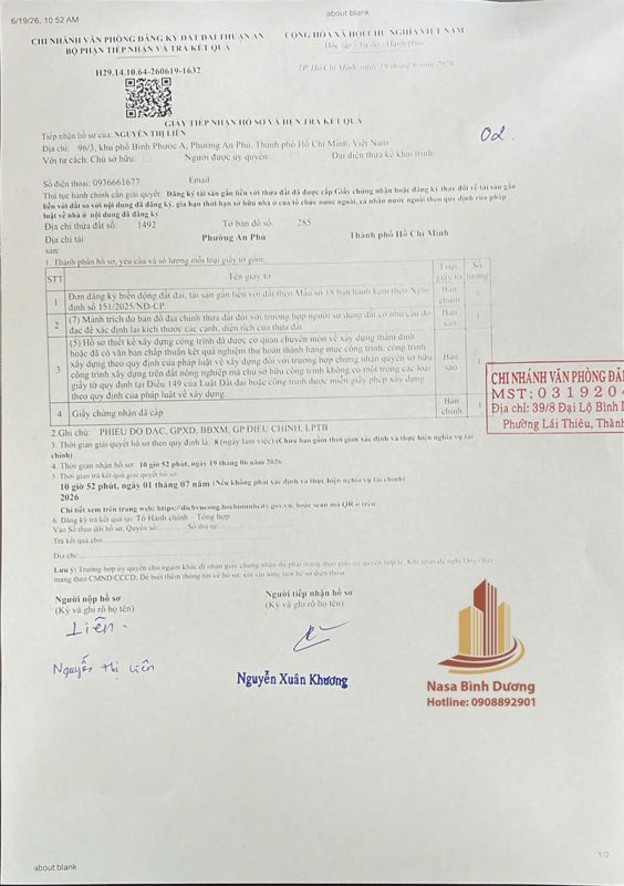 Hoàn công nhà ở tại phường Phú An