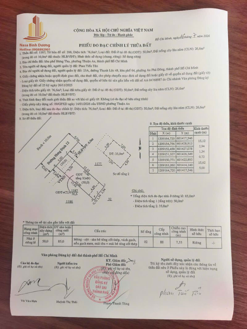 Hoàn công nhà ở tại phường Thuận An