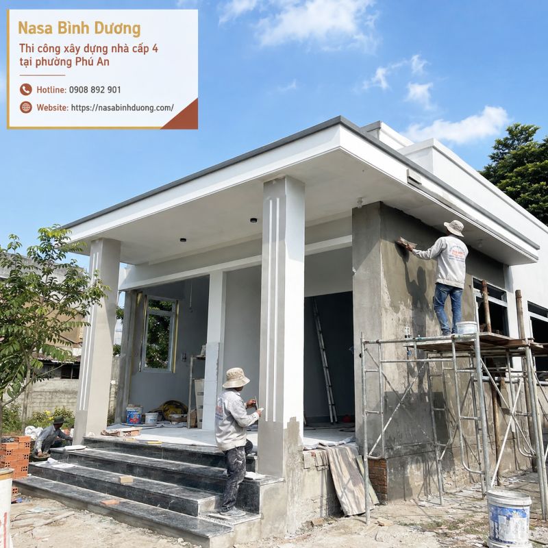 Thi công xây dựng nhà kho, nhà cấp 4 tại phường Phú An