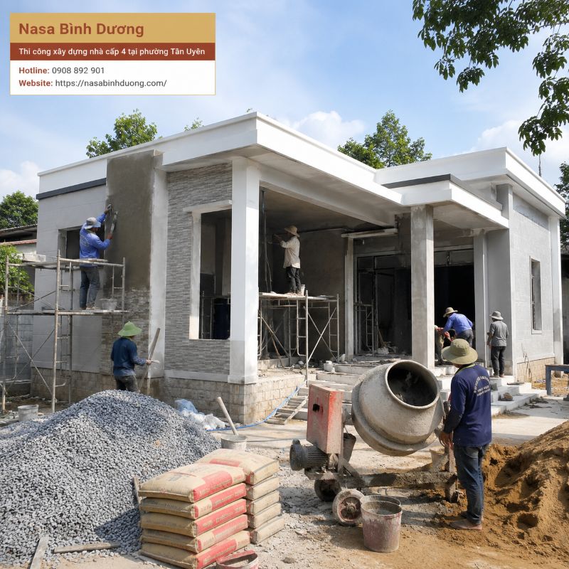 Thi công xây dựng nhà kho, nhà cấp 4 tại phường Tân Uyên