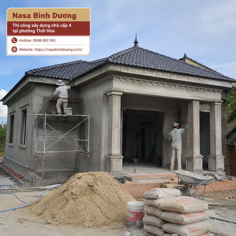 Thi công xây dựng nhà kho, nhà cấp 4 tại phường Thới Hòa