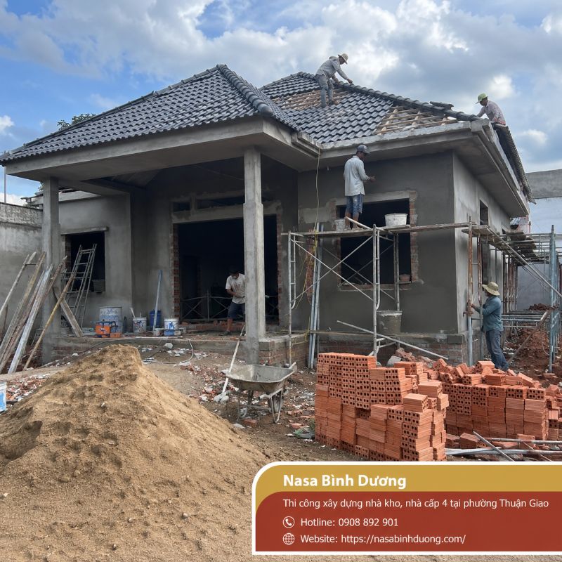 Thi công xây dựng nhà kho, nhà cấp 4 tại phường Thuận Giao