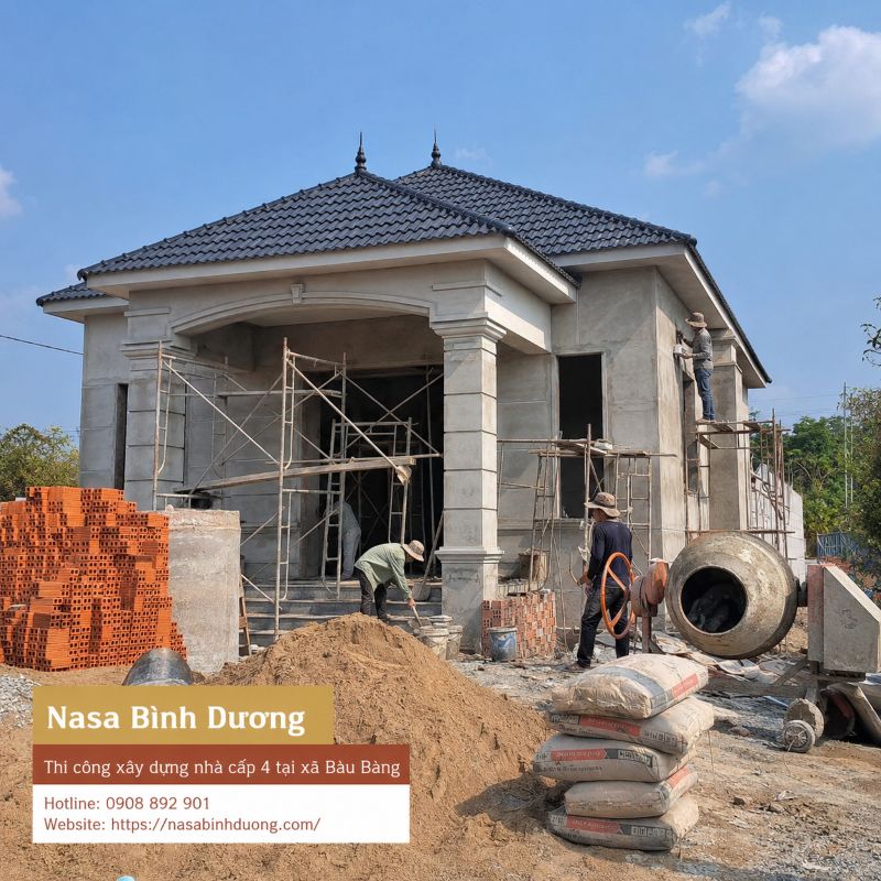 Thi công xây dựng nhà kho, nhà cấp 4 tại xã Bàu Bàng