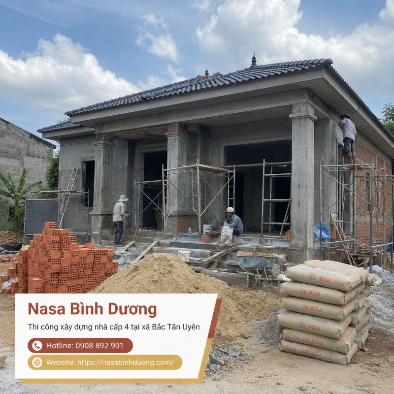 Thi công xây dựng nhà kho, nhà cấp 4 tại xã Bắc Tân Uyên