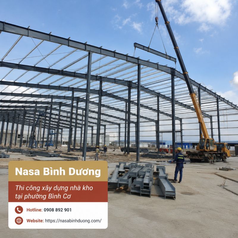 Thi công xây dựng nhà kho, nhà cấp 4 tại phường Bình Cơ