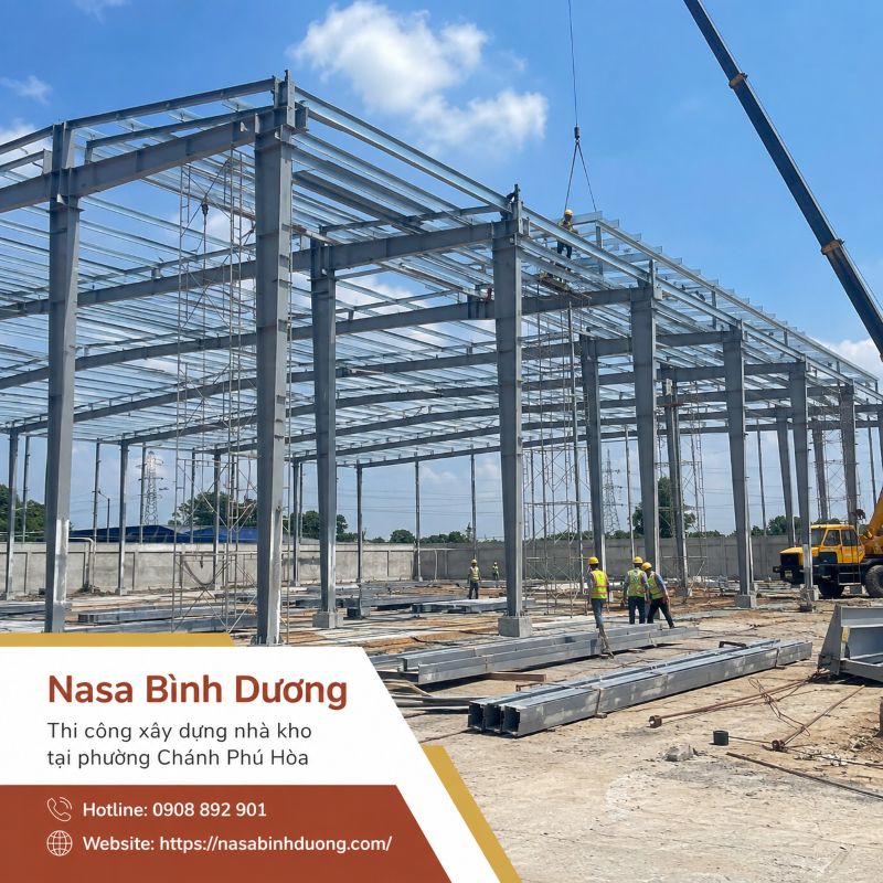 Thi công xây dựng nhà kho, nhà cấp 4 tại phường Chánh Phú Hòa