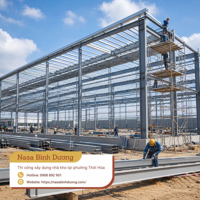 Thi công xây dựng nhà kho, nhà cấp 4 tại phường Thới Hòa