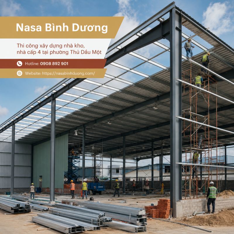 Thi công xây dựng nhà kho tại phường Thủ Dầu Một