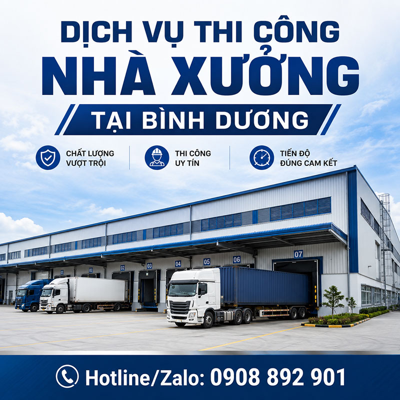 Thi công nhà xưởng tại Bình Dương