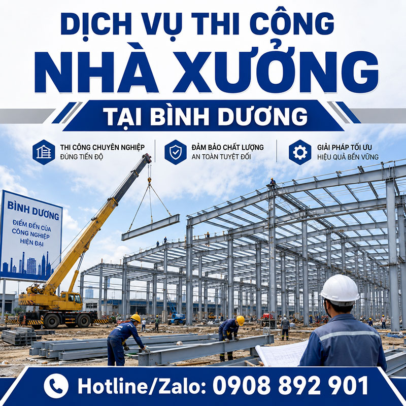 Thi công nhà xưởng tại Bình Dương
