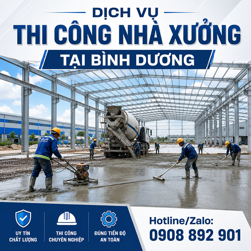 Thi công nhà xưởng tại Bình Dương