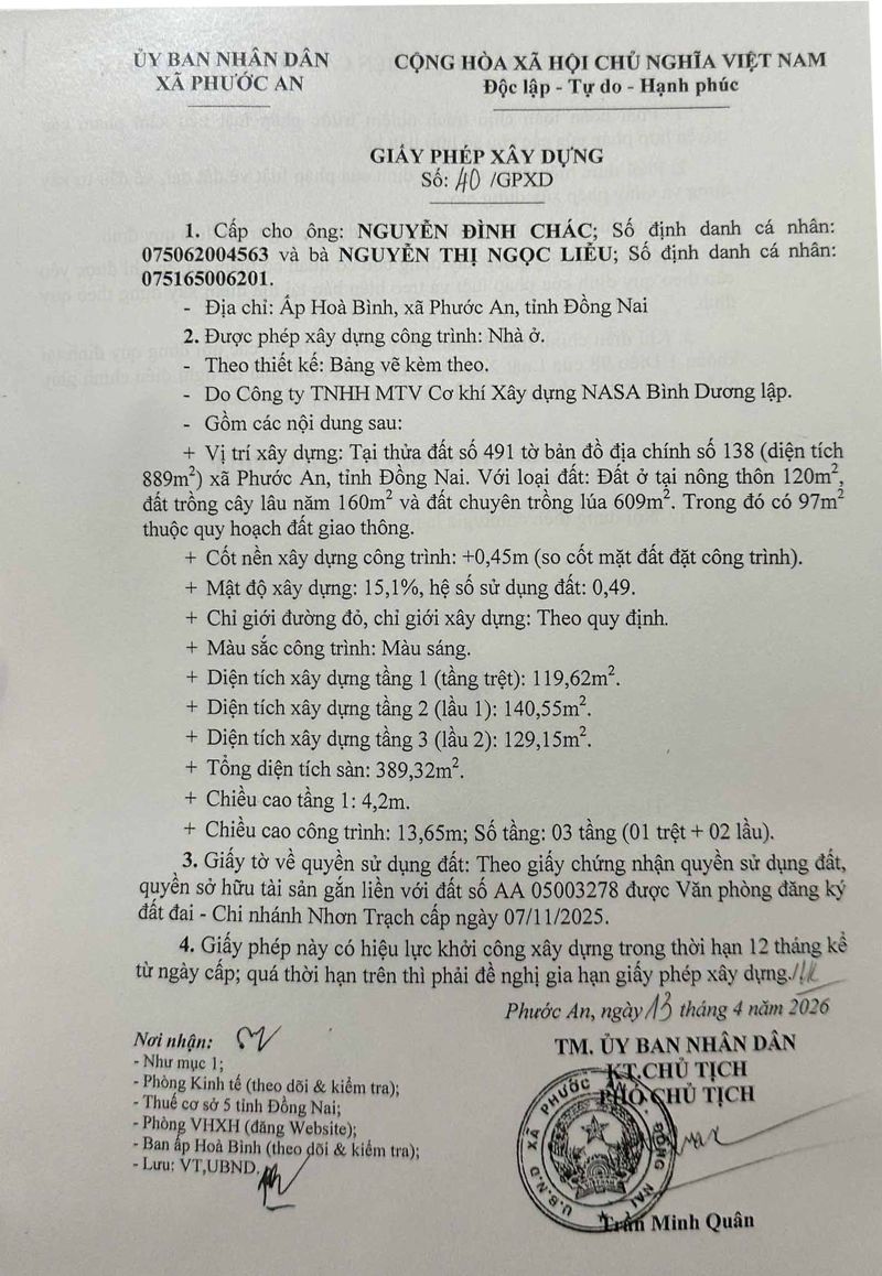 Xin phép xây dựng tại Đồng Nai