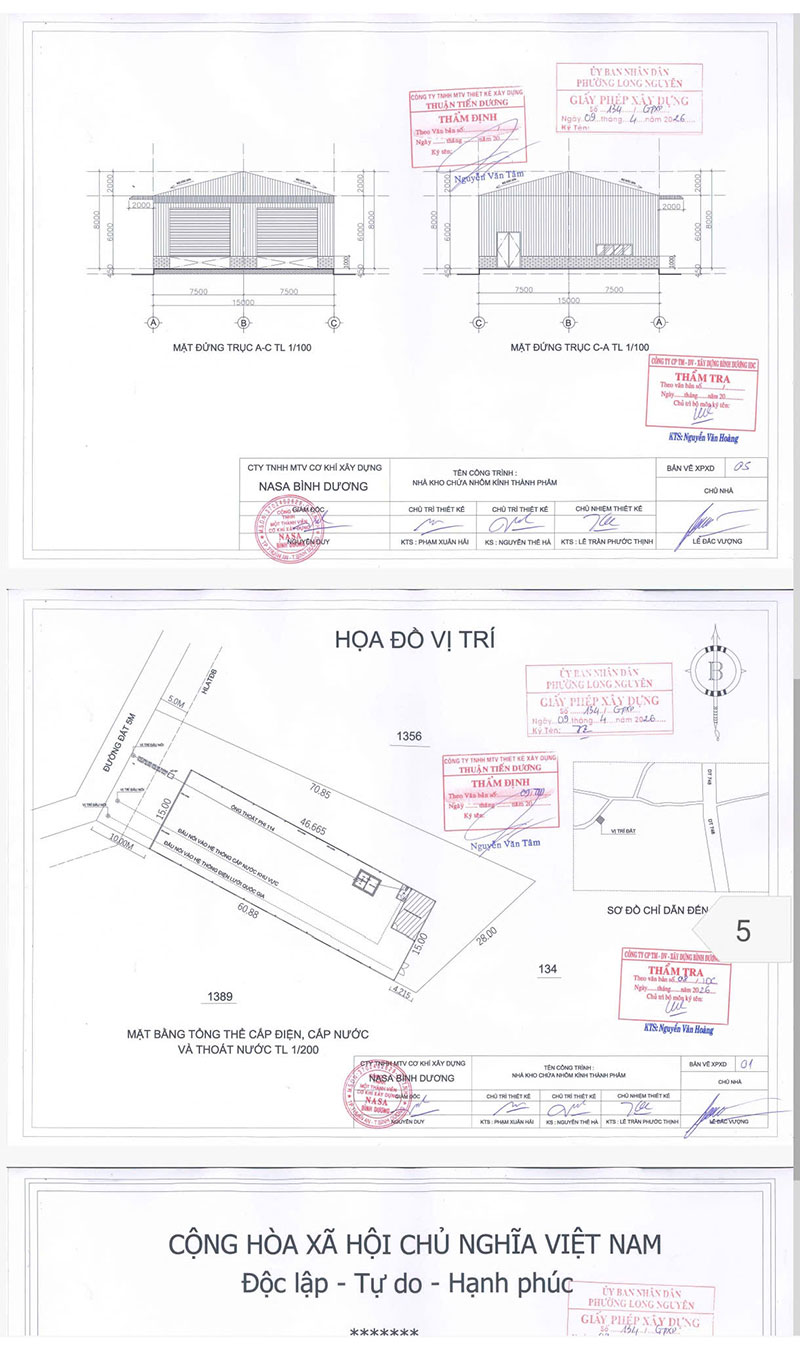 Xin phép xây dựng nhà kho phường Long Nguyên
