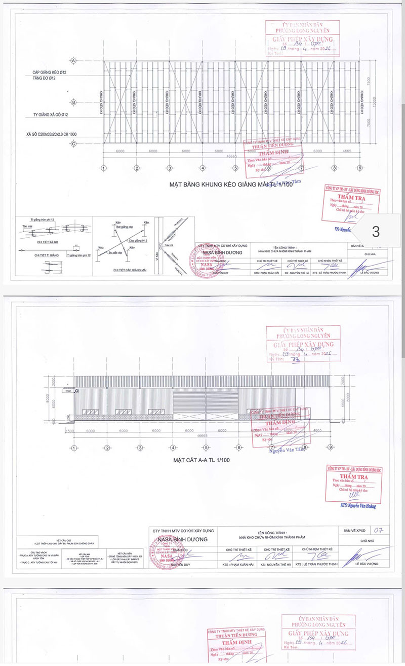 Xin phép xây dựng nhà kho phường Long Nguyên