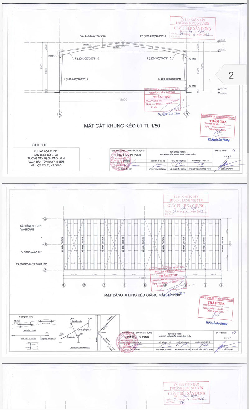 Xin phép xây dựng nhà kho phường Long Nguyên