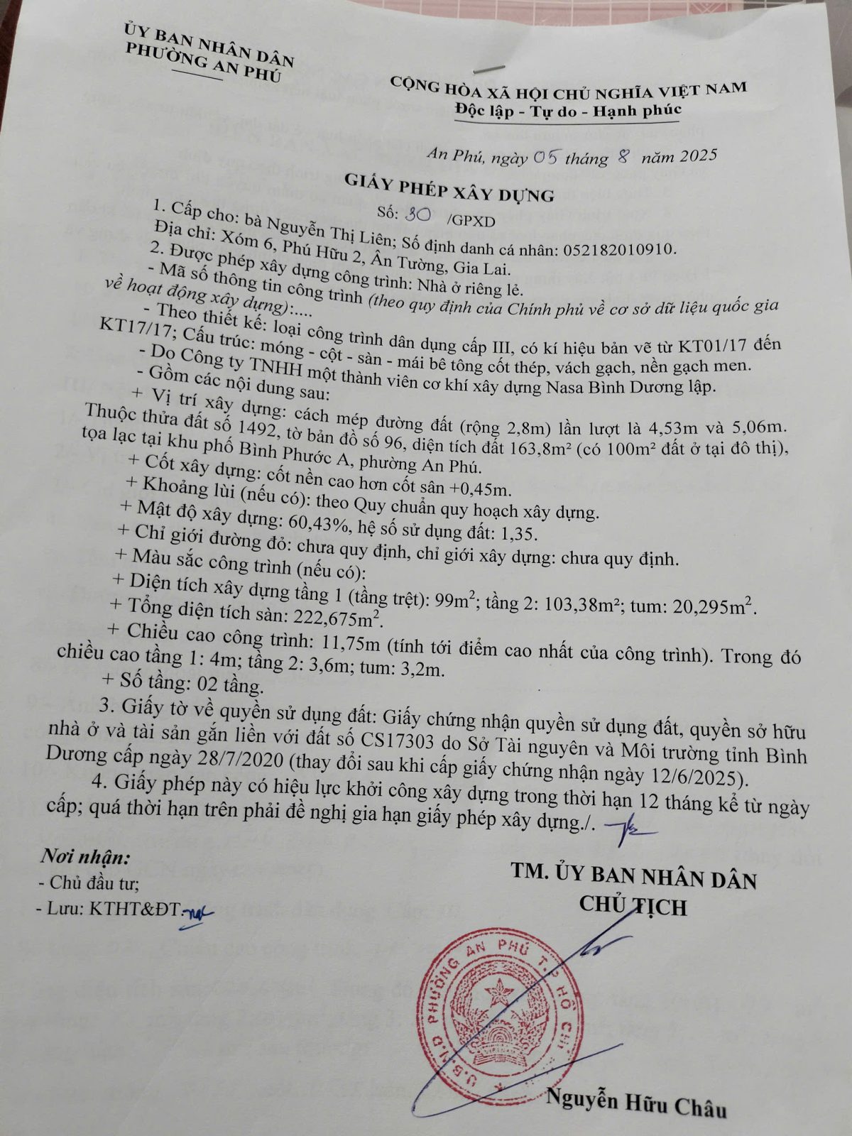 Dịch vụ xin phép xây dựng tại phường An Phú – Bình Dương
