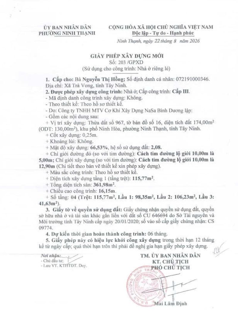 Xin giấy phép xây dựng tại Tây Ninh