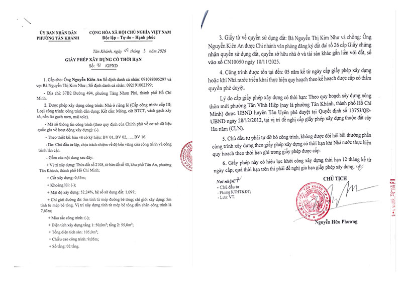 xin phép xây dựng tại Phường Tân Khánh
